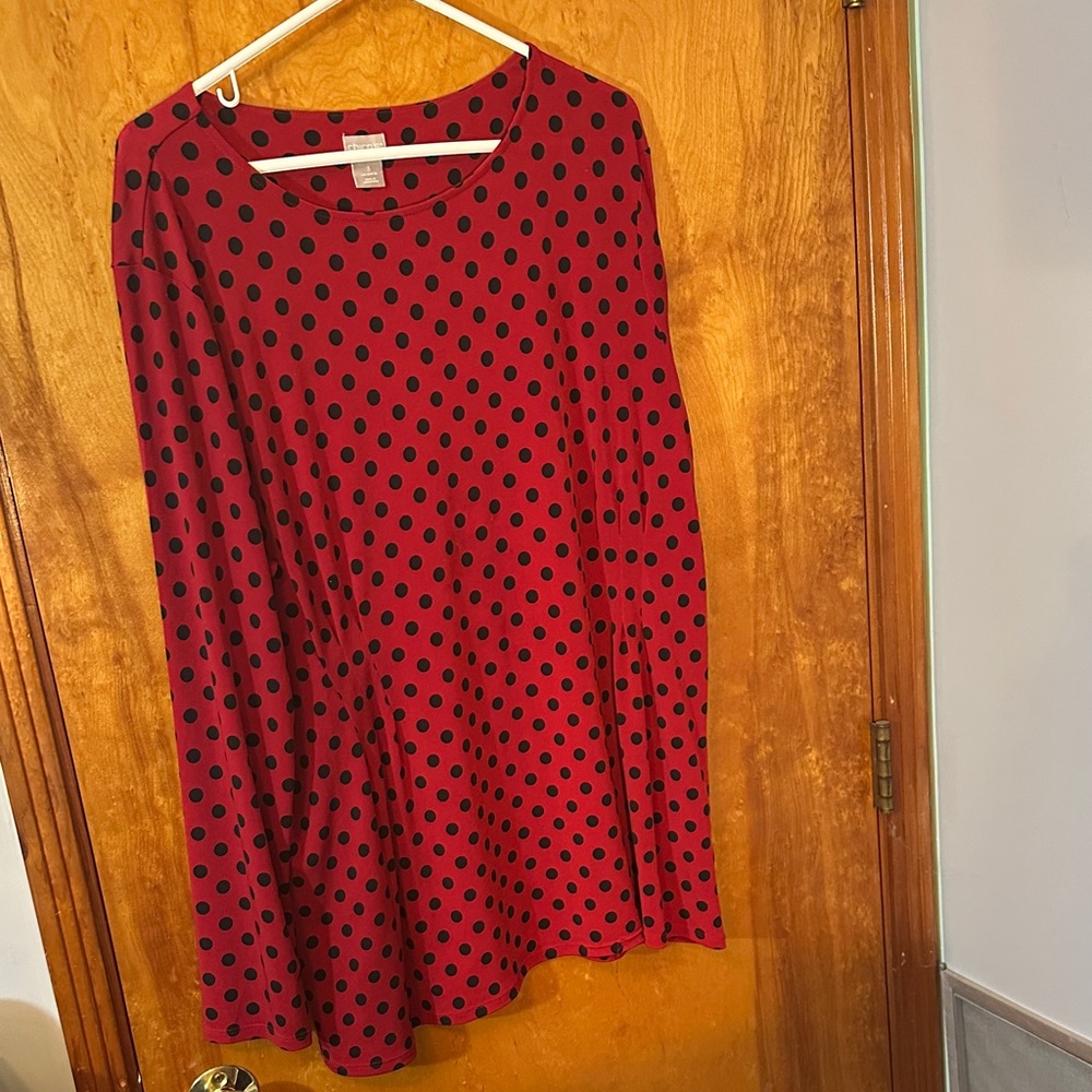 Chico's Red and Black Polka Dot Blouse